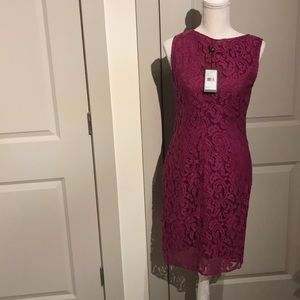Pink, lace Adrianna Papel cocktail gown